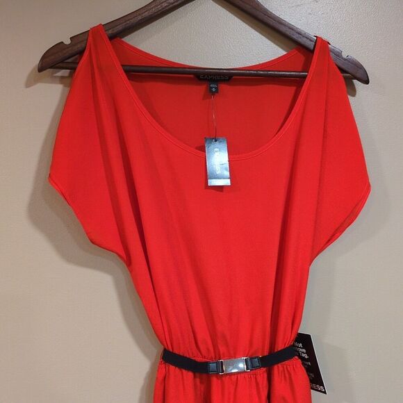 Express Red Mini Dress with belt NWT Size Medium - Picture 4 of 12